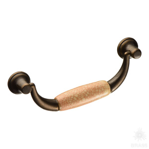 332H6 Ручка скоба керамика с металлом, розовая "паутинка" 96 мм