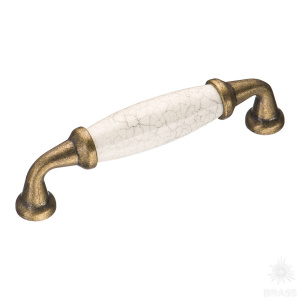 2005-40-096-08 Ручка скоба керамика с серой "паутинкой", старая бронза 96 мм