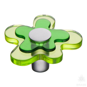 678VE Ручка кнопка, цветок зелёный