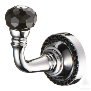 1471-005L BLACK Крючок однорожковый с кристаллами Swarovski, глянцевый хром