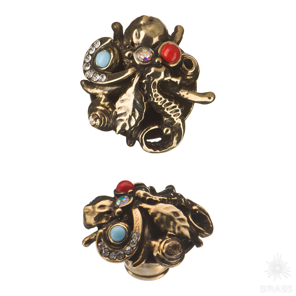 PV2122/L Ручка кнопка с кристаллами, латунь