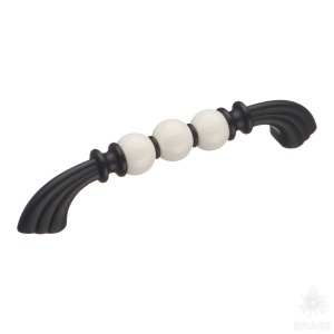 1885-85-128-000 Ручка скоба керамика с металлом, белый/чёрный 128 мм