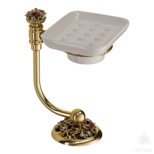 PV1631/L Держатель для мыла на подставке, керамика, глянцевая латунь