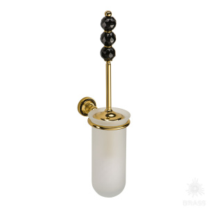 3504-71-320-3 Ёршик, латунь с 3-мя чёрными кристаллами Swarovski, глянцевое золото