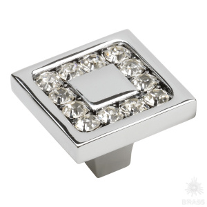 0771-005-2 Ручка кнопка с кристаллами Swarovski, глянцевый хром