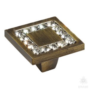 0771-013-2 Ручка кнопка с кристаллами Swarovski, состаренная латунь