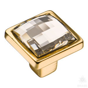 15.320.00.SWA.19 Ручка кнопка с кристаллом Swarovski, глянцевое золото 24K