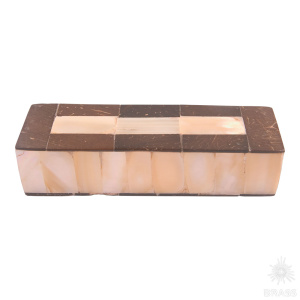 123A1 Ручка скоба, натуральный перламутр со вставками из кокосовой древесины 64 мм