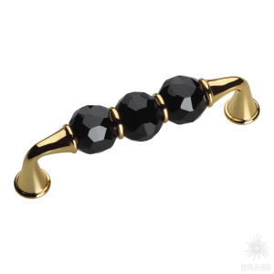 2537-320-96-BLACK Ручка скоба с кристаллами, глянцевое золото 96 мм