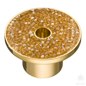 STONE16/O-SW/O Ручка кнопка c кристаллами Swarovski, глянцевое золото 16 мм
