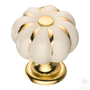 0719-030 Ручка кнопка керамика с металлом, белый