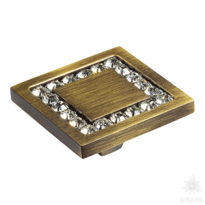 0771-013-3 Ручка кнопка с кристаллами Swarovski, состаренная латунь