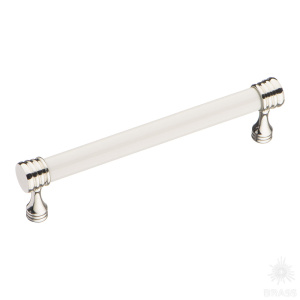 2131-51-128-000 Ручка скоба керамика с металлом, белый/глянцевый никель 128 мм