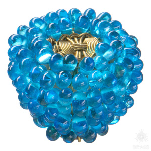 559AZ Ручка кнопка, бусины, вплетенные в латунно-проволочный каркас