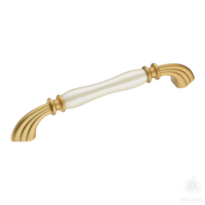 1905-61-160-L PEARL Ручка скоба керамика с металлом, перламутровый/матовое золото 160 мм