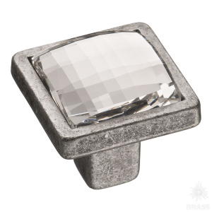 15.320.00.SWA.16 Ручка кнопка с кристаллом Swarovski, старое серебро 