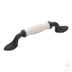 1735-85-96-000 Ручка скоба керамика с металлом, белый/чёрный 96 мм