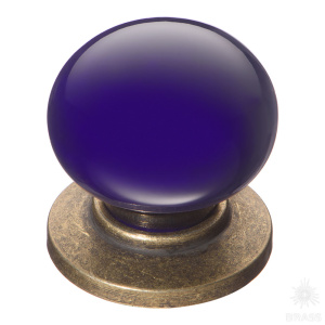 3005-40-COBALT Ручка кнопка керамика с металлом, синий/старая бронза