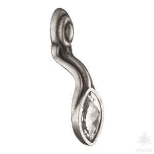 115-Silver Ручка кнопка с кристаллом, серебро