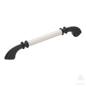 1960-85-160-000 Ручка скоба керамика с металлом, белый/чёрный 160 мм