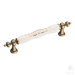 1670-40-128-243 Ручка скоба, старая бронза/орнамент 128 мм