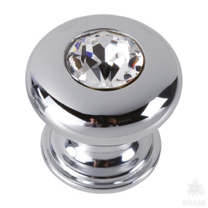 0775-005-2 Ручка кнопка с кристаллом Swarovski, глянцевый хром