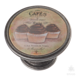 550PT61 Ручка кнопка, кейк, старое серебро