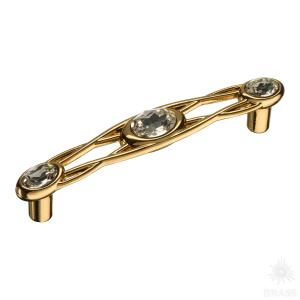 15.133.96.SWA.19 Ручка скоба с кристаллами Swarovski, глянцевое золото 96 мм