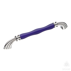 1905-10-192-COBALT Ручка скоба керамика с металлом, синий/глянцевый хром 192 мм