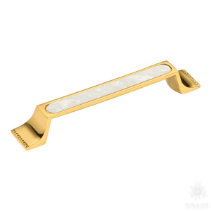 2580-003-128 Ручка скоба, глянцевое золото/перламутр 128 мм