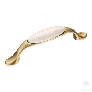 2045-40-096-08 Ручка скоба керамика с серой "паутинкой", старая бронза 96 мм