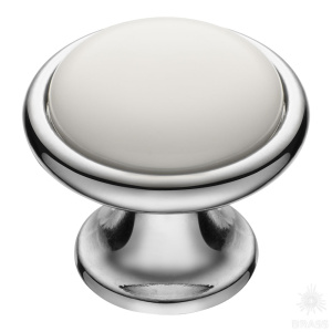 3008-10-000 Ручка кнопка, глянцевый хром/белый
