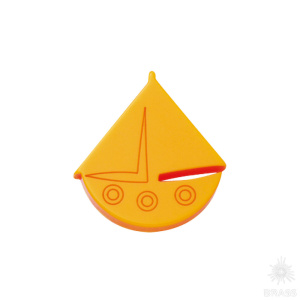 604AM Ручка кнопка детская, кораблик жёлтый