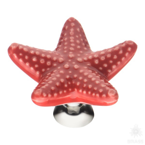 STAR 005 Ручка кнопка, красный/глянцевый хром