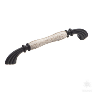 1905-85-160-L GREY Ручка скоба керамика с металлом, паутника/чёрный 160 мм