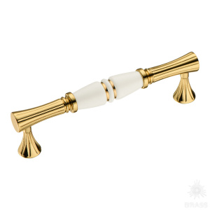 2202-69-128-000-GOLD LINE Ручка скоба, глянцевое золото/белый 128 мм