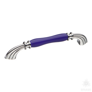 1905-10-160-COBALT Ручка скоба керамика с металлом, синий/глянцевый хром 160 мм