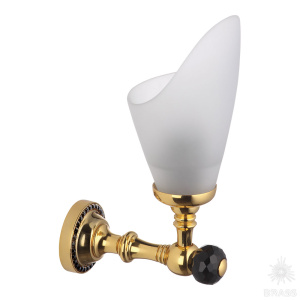 3502-71-320 Светильник однорожковый, латунь, стекло, чёрные кристаллы Swarovski, глянцевое золото