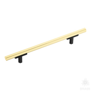 776-128-Matt Black-Gold Ручка рейлинг, чёрный/глянцевое золото 128 мм