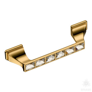 15.139.96.SWA.19 Ручка скоба с кристаллами Swarovski, глянцевое золото 96 мм