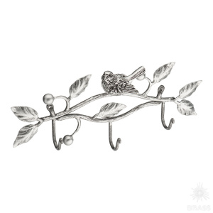 75093-АСр Настенный крючок "Птичка Терра Гаэта" (Античное серебро(АСр))