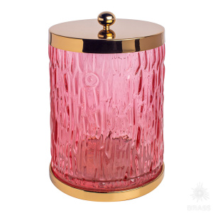 3512-180-318 Ведро, латунь, розовое стекло, глянцевое золото