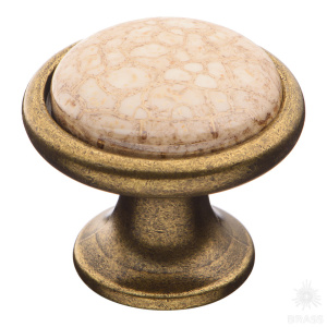 3008-40-L BROWN Ручка кнопка керамика с металлом, орнамент/старая бронза