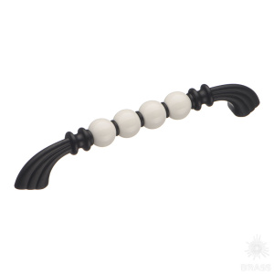 1885-85-160-000 Ручка скоба керамика с металлом, белый/чёрный 160 мм