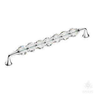 2537-005-192 Ручка скоба с кристаллами, глянцевый хром 192 мм