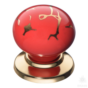 3005-60-RED 449 GOLD Ручка кнопка керамика с металлом, красный/глянцевое золото