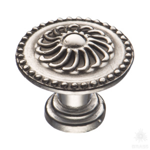 07166-055 Ручка кнопка латунь, глянцевый хром с чёрной патиной