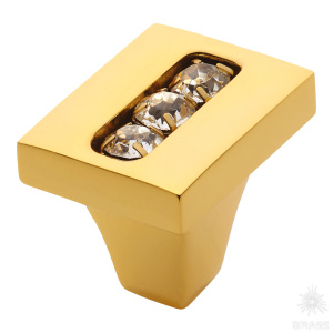 0771-003-1 Ручка кнопка с кристаллами Swarovski, глянцевое золото 