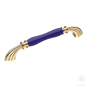1905-60-160-COBALT Ручка скоба керамика с металлом, синий/глянцевое золото 160 мм