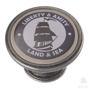 550PT19 Ручка кнопка, парусник, старое серебро